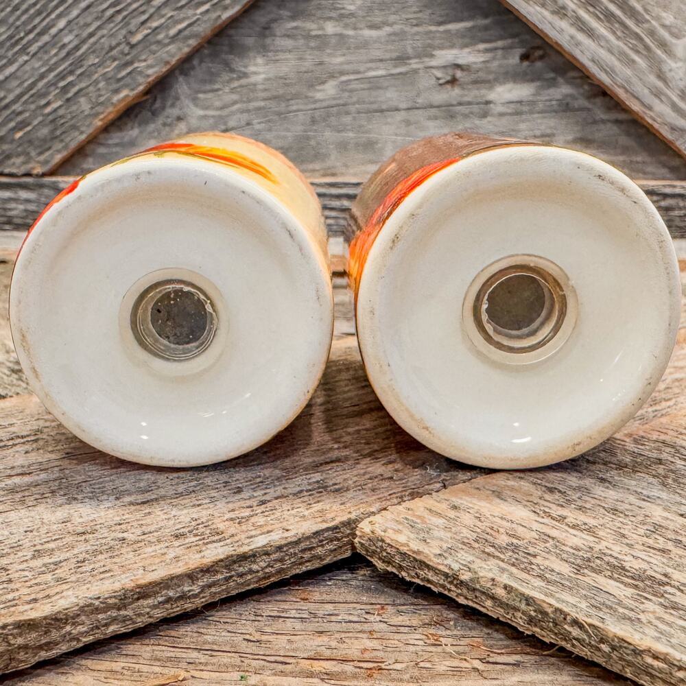 Retro Poppy Themed Ceramic Salt and Pepper Shaker Set, 3”H x 2”W - Picture 5 of 6